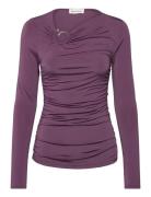 Amilia Ring Detail Jersey Top Tops T-shirts & Tops Long-sleeved Purple...