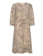 Mschangelina 3/4 Dress Aop Polvipituinen Mekko Beige MSCH Copenhagen