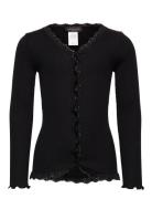 Rkbeatha Ls Cardigan W/ Lace Tops Knitwear Cardigans Black Rosemunde K...