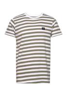 Basic Striped Tee Ss Tops T-shirts Short-sleeved Green Clean Cut Copen...