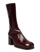 Cass Brown Patent Boots Shoes Boots Ankle Boots Ankle Boots With Heel ...