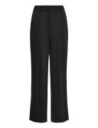 Sarah Elastic Waist Satin Pants Bottoms Trousers Wide Leg Black Malina