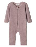 Nbfwang Wool Needle Nightsuit Solid Pitkähihainen Body Purple Name It