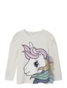 Nmfsille Mlp Ls Top Cplg Tops T-shirts Long-sleeved T-shirts Beige Nam...