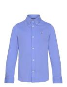 Cotton Interlock Shirt Tops Shirts Long-sleeved Shirts Blue Ralph Laur...