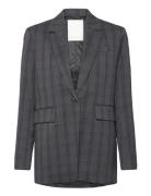 Mschcalile Loose Blazer Chk Blazers Single Breasted Blazers Grey MSCH ...