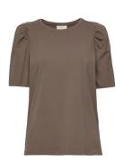 Fqfenja-Tee-Puff Tops T-shirts & Tops Short-sleeved Brown FREE/QUENT