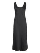 Viscose Satin Slip Dress Polvipituinen Mekko Black Calvin Klein