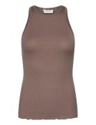 Silk Top Tops T-shirts & Tops Sleeveless Brown Rosemunde