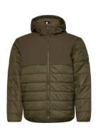 Cl Mixed Media Hooded Jacket Vuorillinen Takki Topattu Takki Khaki Gre...