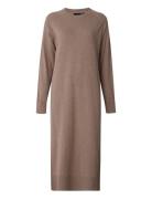 Ivana Cotton/Cashmere Blend Knitted Dress Maksimekko Juhlamekko Brown ...