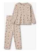 Nightwear Mila Pyjamasetti Pyjama Beige Wheat