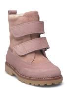 Boots - Flat - With Velcro Talvikengät Tarroilla Pink ANGULUS