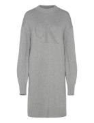 Ck Intarsia Loose Sweater Dress Lyhyt Mekko Grey Calvin Klein Jeans