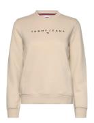 Tjw Reg Linear Crew Ext Tops Sweat-shirts & Hoodies Sweat-shirts Cream...