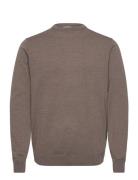 100 % Merino Crew Neck Knit Tops Knitwear Round Necks Brown Lindbergh