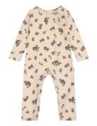 Jumpsuit L/S Printed Pitkähihainen Body Beige Petit Piao