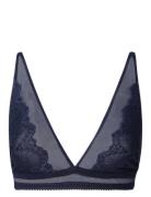 Lace Mesh Plunge Bralette Lingerie Bras & Tops Soft Bras Bralette Navy...