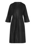 Rajadep Knee-Long Leather Dress Polvipituinen Mekko Black DEPECHE