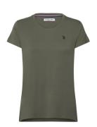 Della Lf Ss Vi Ela Usp W Tee Tops T-shirts & Tops Short-sleeved Green ...