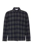 Jason Check Wool Overshirt 2.0 Tops Overshirts Navy Les Deux