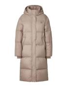 Eden Long Down Parka Topattu Pitkä Takki Beige Lexington Clothing