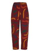 Brushstrokes Printed Cocoon Pants Bottoms Trousers Wide Leg Burgundy B...