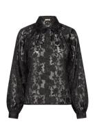 Devore Blouse Tops Blouses Long-sleeved Black By Ti Mo