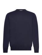 100 % Merino Crew Neck Knit Tops Knitwear Round Necks Navy Lindbergh B...