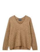 Mmthora V-Neck Knit Tops Knitwear Jumpers Brown MOS MOSH