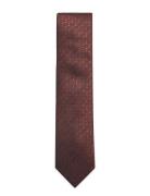 Structured Linen Blend Tie 7 Cm Solmio Kravatti Brown Lindbergh Black