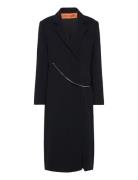 Straight Long Sleeve Coat, 2273 Cre Villakangastakki Pitkä Takki Black...