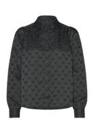 Vmviga Jacquard Ls Shirt Wvn Ga Tops Shirts Long-sleeved Black Vero Mo...