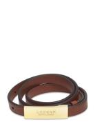 Logo Leather Skinny Belt Vyö Brown Lauren Ralph Lauren