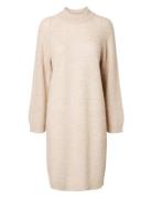 Slflulu Ls High Neck Knit Dress Polvipituinen Mekko Beige Selected Fem...