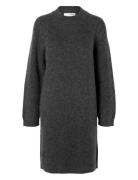 Slflulu Ls High Neck Knit Dress Polvipituinen Mekko Grey Selected Femm...