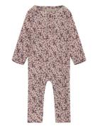 Nightsuit Ls Rib Pyjama Sie Jumpsuit Haalari Pink Fixoni