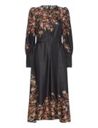 Satin Midi Dress Polvipituinen Mekko Black By Ti Mo