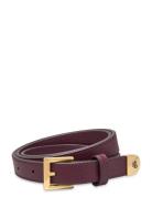 Pebbled Leather Skinny Belt Vyö Burgundy Lauren Ralph Lauren