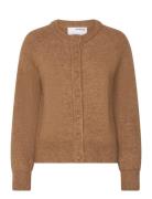 Slfrena Ls Knit Cardigan Camp Tops Knitwear Cardigans Brown Selected F...