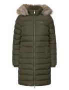 Tjw Essential Hooded Down Coat Topattu Pitkä Takki Khaki Green Tommy J...