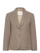 Reg Herringb Short Blazer Blazers Single Breasted Blazers Beige GANT