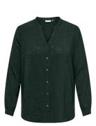 Carjosee Metta Life L/S V-Neck Shirt Wvn Tops Shirts Long-sleeved Gree...