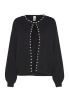 Yasfonny Ls Pearl Knit Cardigan S. - D2D Tops Knitwear Cardigans Black...
