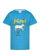 Pippi T-Shirt Tops T-shirts Short-sleeved Blue Pippi Langstrømpe