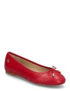 Jayna Stitched Leather Flat Ballerinat Red Lauren Ralph Lauren