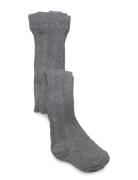 Cable Knitted Stockings Grey Melange Sukkahousut Grey Geggamoja