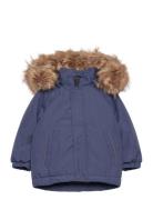 Parka W. Fake Fur Parka Takki Navy Color Kids