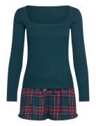 Pj Flannel Twill Check Short Pyjama Blue Hunkemöller