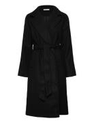 Belted Long Coat Villakangastakki Pitkä Takki Black Gina Tricot